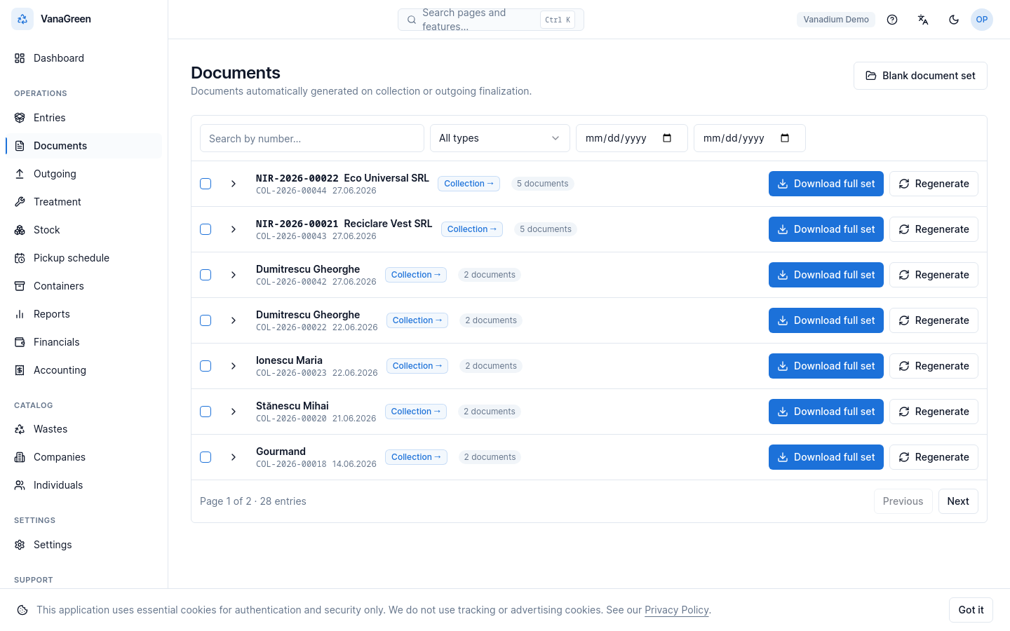 Documente legale — generare PDF, vizualizare și bundle complet dosar